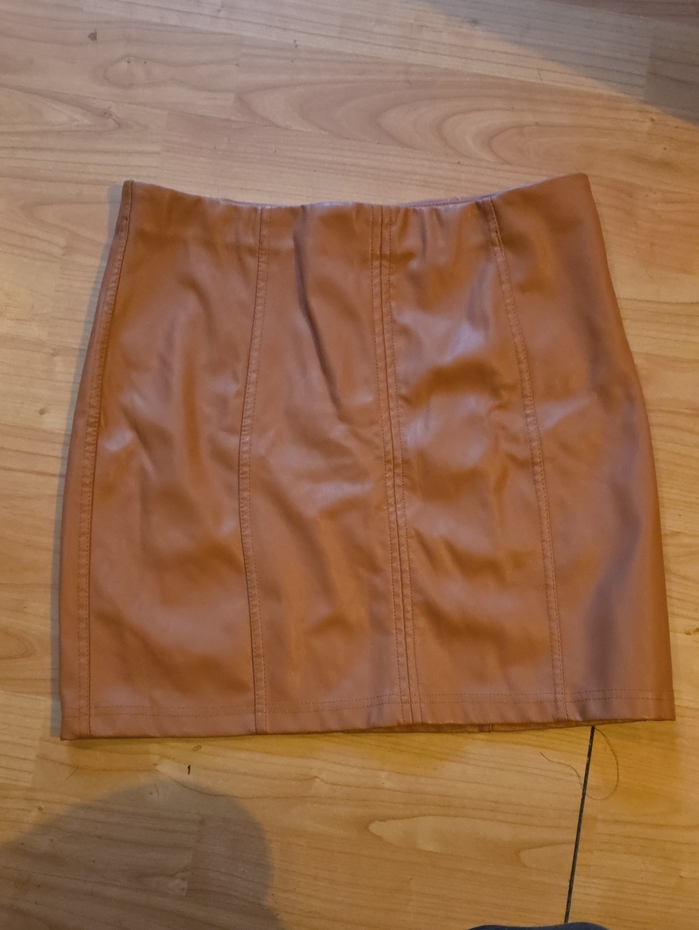 Shinestar Tan Faux Leather Mini Skirt
